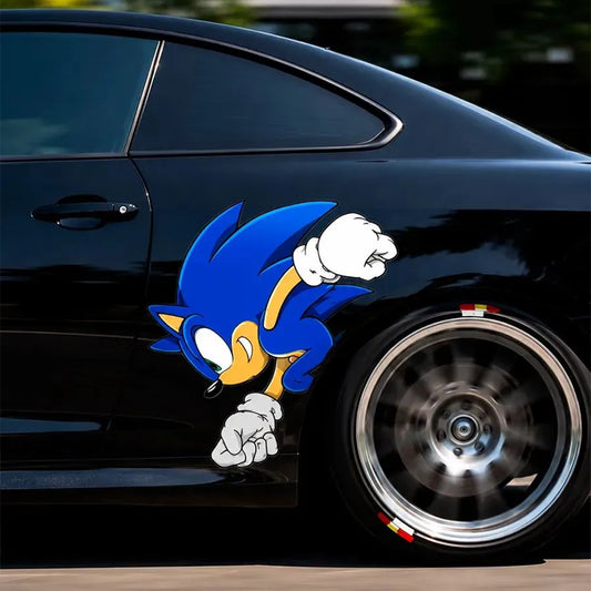 SonicWheel Funny Hedgehog Car Sticker – Cute Vinyl Decal