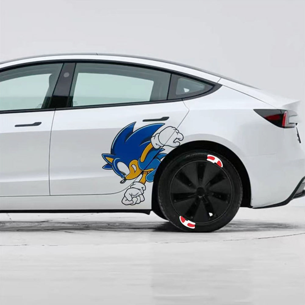 SonicWheel Funny Hedgehog Car Sticker – Cute Vinyl Decal