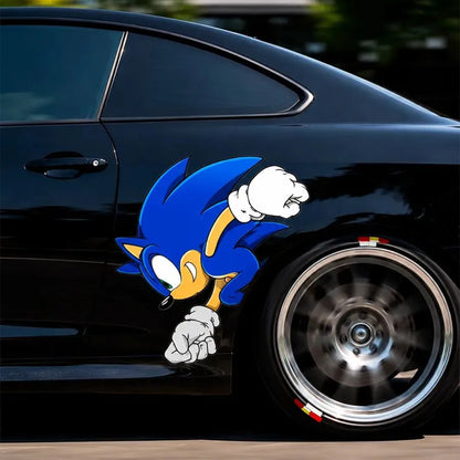 SonicWheel Funny Hedgehog Car Sticker – Cute Vinyl Decal