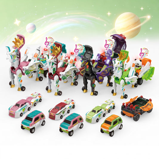 3-in-1 Transforming Robot Car Toy with Lights & Sounds – Mars Horse & Mars Deer