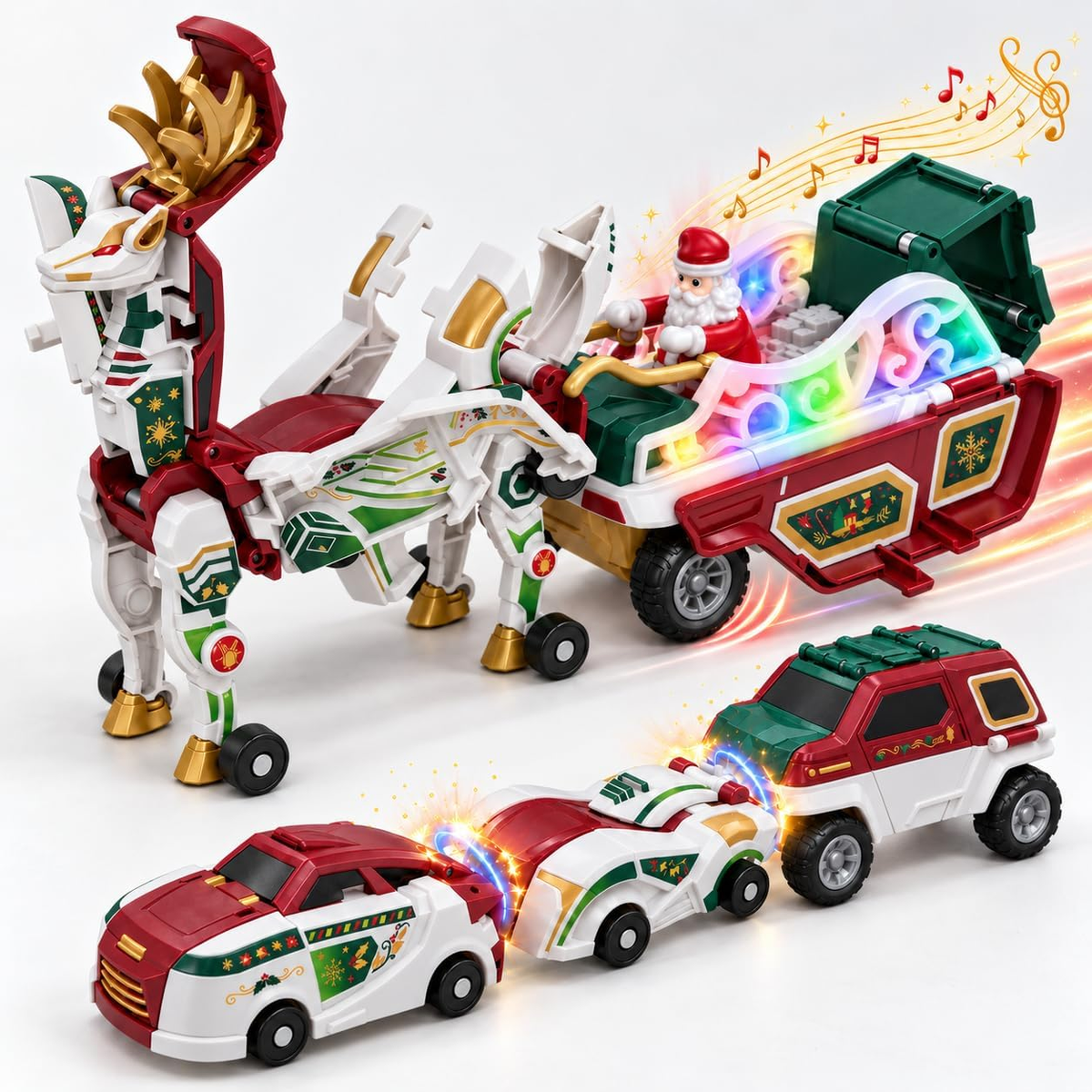 3-in-1 Transforming Robot Car Toy with Lights & Sounds – Mars Horse & Mars Deer