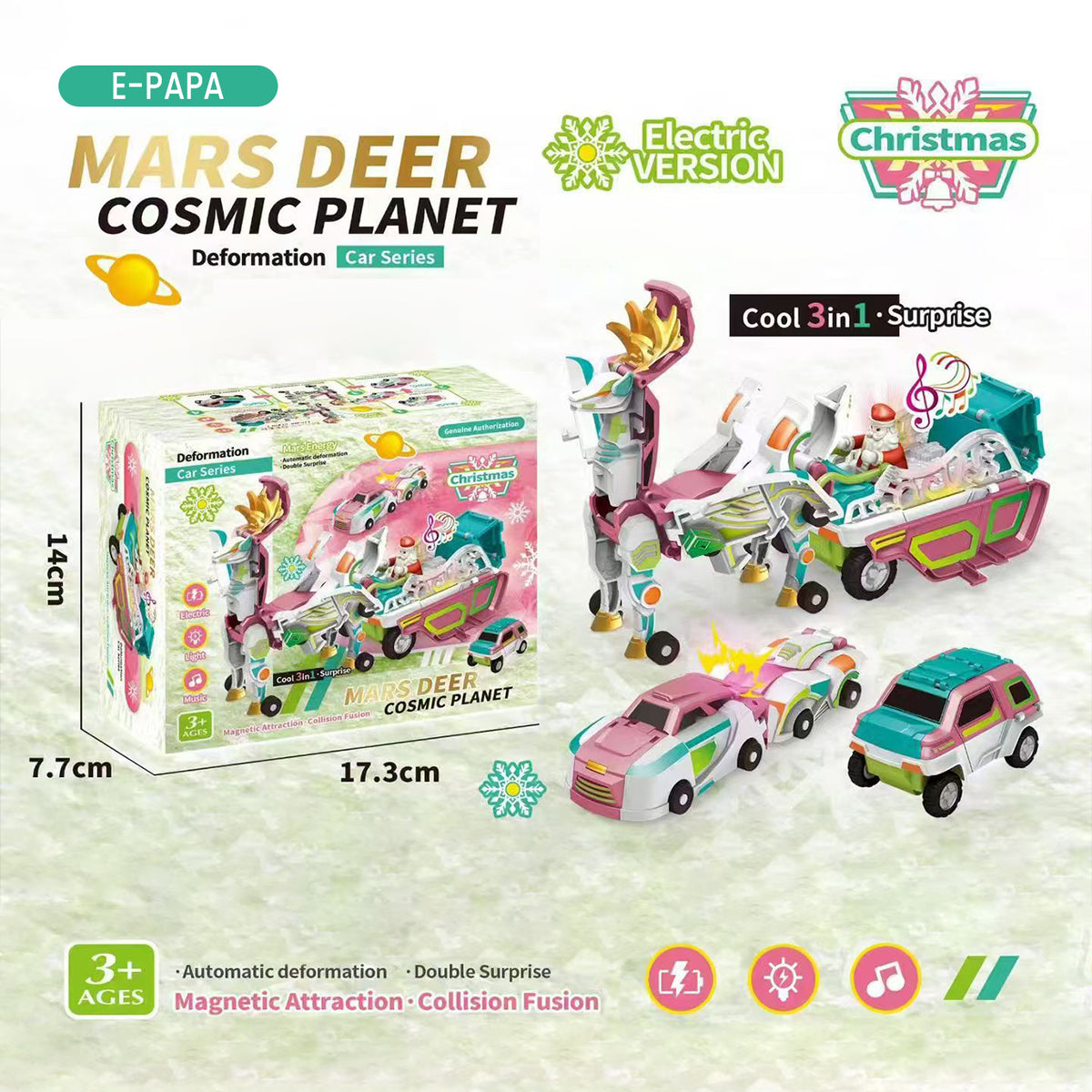 3-in-1 Transforming Robot Car Toy with Lights & Sounds – Mars Horse & Mars Deer