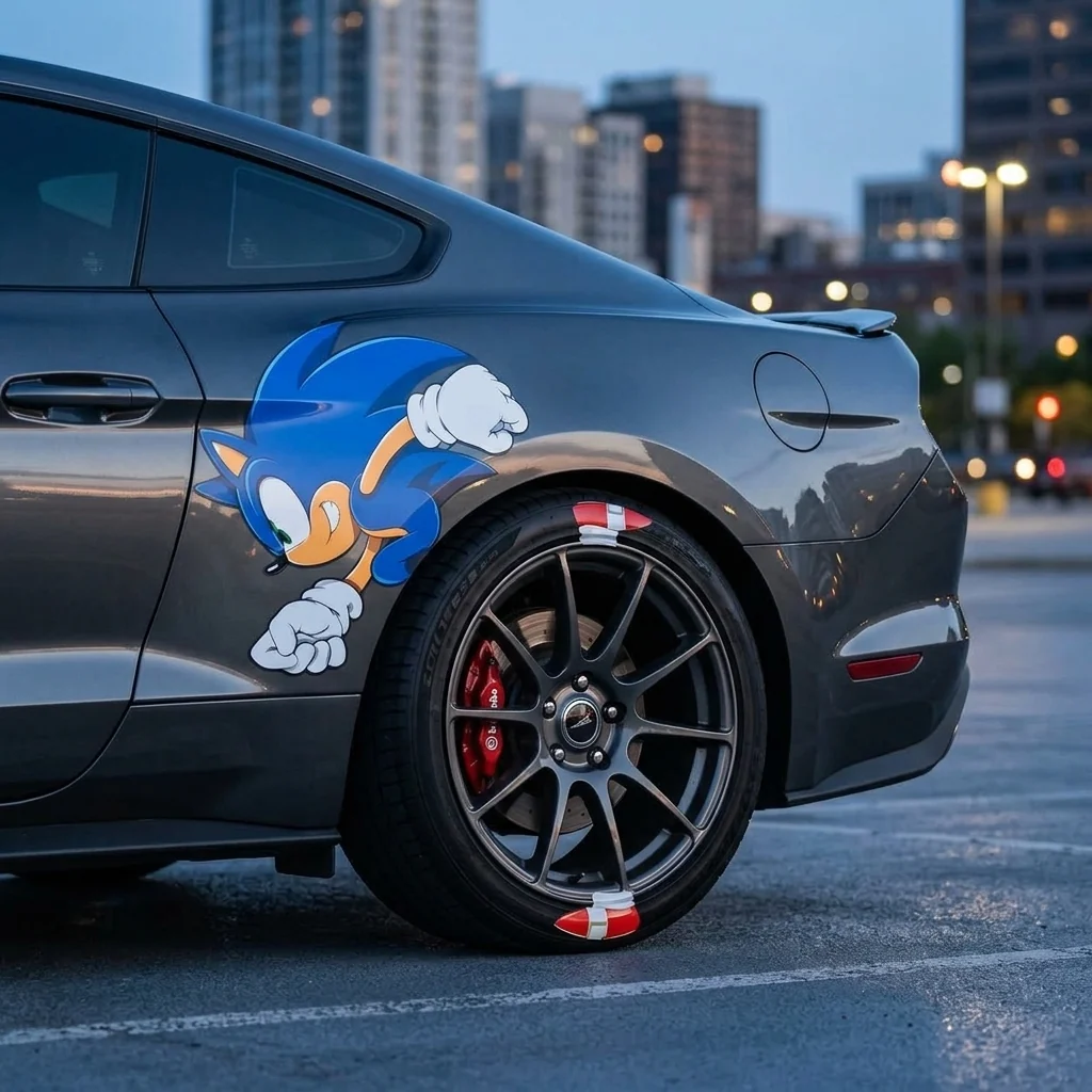 SonicWheel Funny Hedgehog Car Sticker – Cute Vinyl Decal